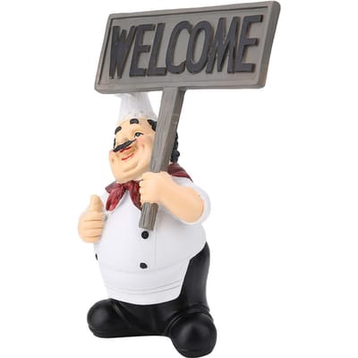 Restaurant Hars Schattig Kok Figuur Miniatuur Beeldje Ornamenten Welkomstbord Tafeldecoratie gray