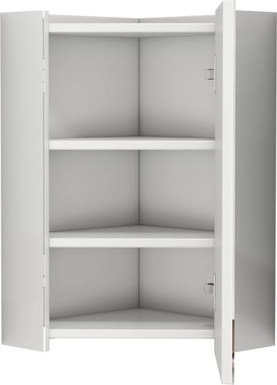 Hoek spiegelkast badkamer wit - Wandgemonteerde badkamerkast met driezijdige spiegel - Softclose - Voorgemonteerd - Badkamer - 32,5x32,5x55,6cm - Wit