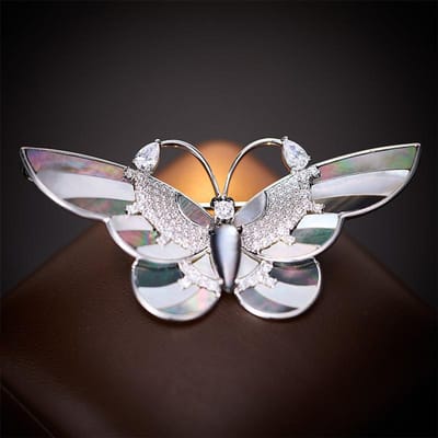 Dames Licht Luxe Design Modieuze Ingezette Zirkoon Broche Elegant En Veelzijdig Niche Design Gevoel Broche Dagelijkse Accessoires gray