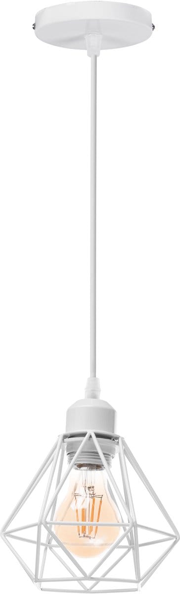 Hanglamp Industrieel E27 Hangende Lampen Metalen Cage Kroonluchter Vintage 16cm Wit