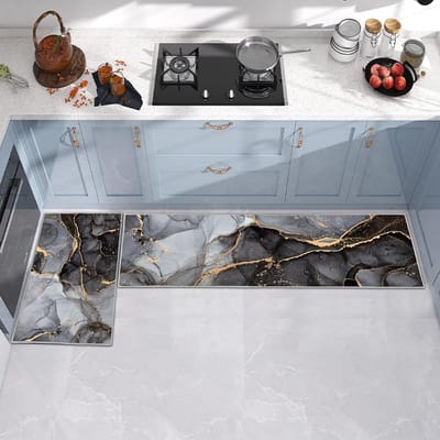 Antislip Keukentapijtmat Set van 2 - Wasbare Vloermatten voor Keuken en Badkamer - 43 x 150 cm