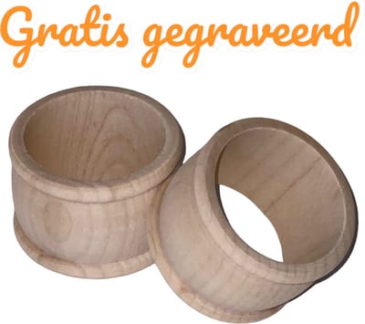 Set van 2 Servetringen - GRATIS gegraveerd met naam - Europees FSC Ahornhout - persoonlijk cadeau