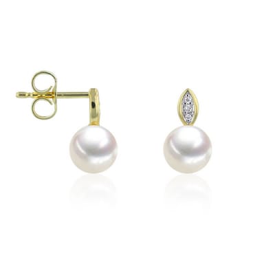 Luna-Pearls - 312.1649 - Oorbellen - 750/-Wit goud met Zoetwater gekweekte parel en Diamanten
