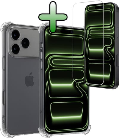 Hoesje Met Screenprotector - Geschikt voor iPhone 17 Pro / 18 Pro - Sterk & Shockproof - Siliconen Case - Back Cover - Telefoon Hoes - Shock Proof - Transparant