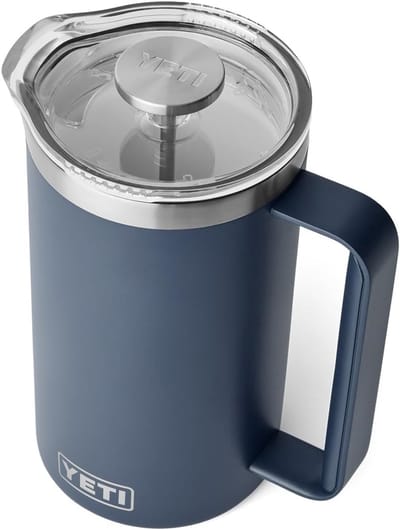SnelShoppen - Franse Pers Koffiezetter 34 oz (1005 ml) - Dubbelwandige Thermos - Perfecte Koffie - Blauw - Voor Camping, Feestjes en Thuisgebruik