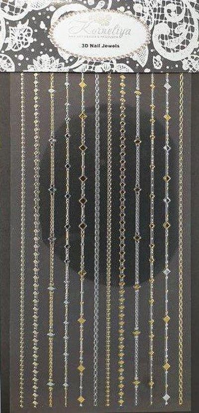 Nail Art Stickers - Nagel Stickers - Korneliya 3D Nail Jewels XL - XL12 Lines and Squares