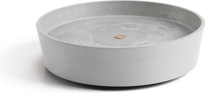 Ecopots Saucer Wheels - White Grey - Ø34,1 x H9 cm - Ronde witgrijze onderschotel op wielen met waterreservoir