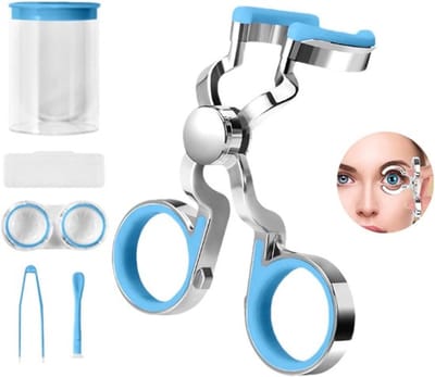 VHV - Contactlens hulpmiddel - Contactlenshouder met zuignap en ooglidspanner - Zachte siliconen, hygiënisch en draagbaar - Voor lens inzetten en uithalen - Blauw