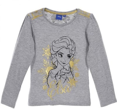 Disney Frozen Shirt - met goudprint - grijs/goud - maat 122/128 (8 jaar)
