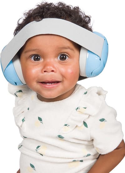 Dooky Gehoorbescherming Baby - Verstelbare Elastische Hoofdband - Koptelefoon voor Baby’s - 25dB Isolatie - Noise Cancelling Headphones - Lichtgewicht Oorkappen met Opbergzakje - Oorbeschermers voor Baby & Peuter 0-3 jaar - Blauw