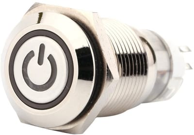 Allecto - Drukknopschakelaar - Waterdicht - 16mm - LED Schakelaar - 12V Metalen Schakelaar - Eenvoudig te installeren - Geschikt voor diverse toepa..