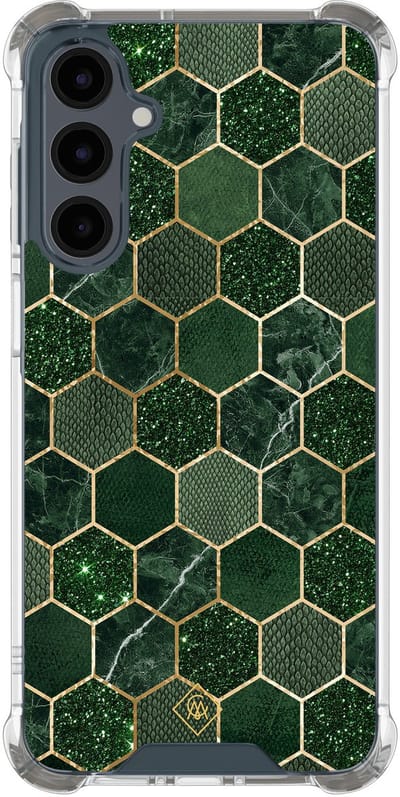 Casimoda® hoesje - Geschikt voor Samsung Galaxy A17 - Kubus Groen - Shockproof case - Extra sterk - TPU/polycarbonaat - Groen, Transparant