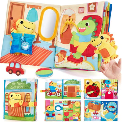 Montessori Drukte Boek - Activiteitenboek Peuters - Fijne Motoriek Ontwikkelen - Dinosaurus Thema - 21 x 19 x 6 cm