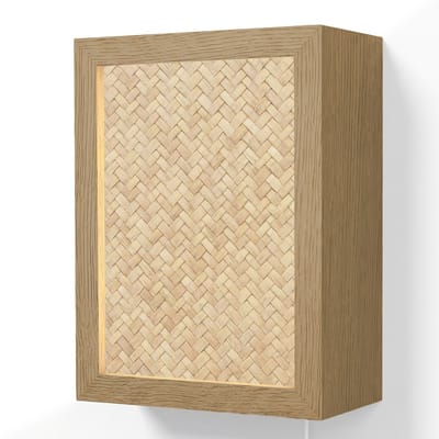 Wandlamp 15x20 cm - Oplaadbaar - Patroon - Beige - Rotan print - Wandlampen binnen woonkamer - Slaapkamer lamp met kabel - Decoratieve nachtlamp - Vloerlamp snoer