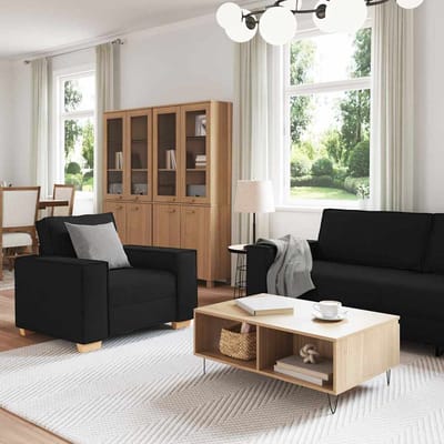 vidaXL Bank 3 pcs Zwart 220 x 80 x 84 cm Linnenmix Stoffen