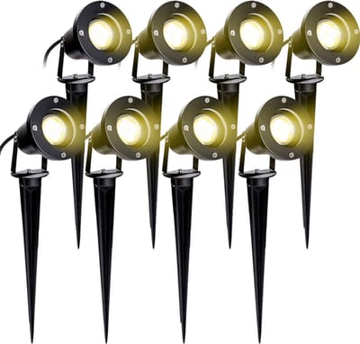LED Tuinspot met Grondspies Warm Wit - Set van 8 Stuks - Buitenverlichting Prikspots - GU10 Fitting - Tuinverlichting met Stekker - Waterdicht IP65