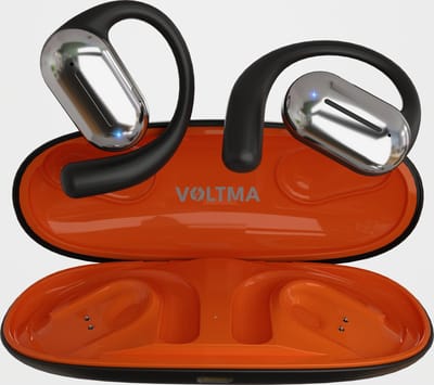 Voltma VoltFit Wireless Air Conduction Open Ear headphones - Draadloze oordopjes voor Sporten en Fitness - 4 ingebouwde microfoons - 45 uur speeltijd - Open Ear Wireless Earbuds - IPX4 Waterdicht Bluetooth koptelefoon met ENC Noise Cancelling (zwart)