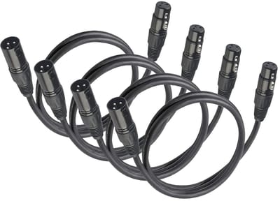 4-Pack 3-Pins DMX-Kabels, Mannelijk Vrouwelijk XLR-Patchkabels - DMX-Kabel 1,2 m 4 ft XLR Mannelijk Naar XLR Vrouwelijk Licht DMX-Kabel met 3-Pins Connector