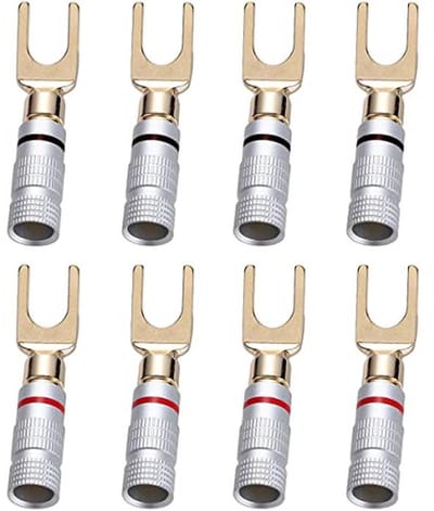 8 Stuks 24K Gouden Y Plug 45 Graden Schroef Spade Socket voor Speaker Kabel DIY