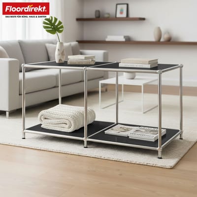 FLOORDIREKT Metalen Rek Concept Epure MK-016 - Dressoir & Opbergrek Met Open Vlakken - 78 x 46 x 40 cm - Zwart -Verkrijgbaar in Verschillende Kleuren - Metalen Rek in Modern Design - Rek Voor Woonkamer, Kantoor & Hal