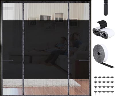 Magnetisch vliegengaas voor deuren 170 x 212 cm - Bescherming tegen muggen, insecten en privacy, ideaal voor vensterdeuren van polyester zonder gaten (3 deuren)
