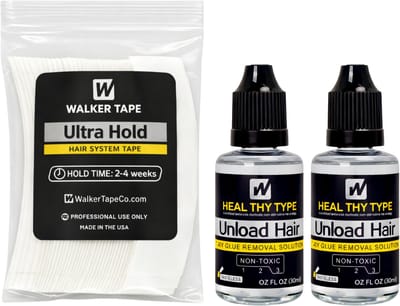 Walker Tape Pruikentape & Remover Set - Ultra Hold - Hair System Tape - 36 stuks + Unload Hair - Dry Glue Removal Solution - 2 stuks - 30ml - Haarextensions