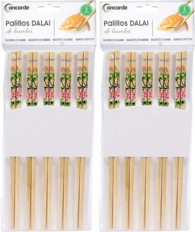 Bamboe houten eetstokjes met bloemen print 20x stuks - Sushi eetstokjes
