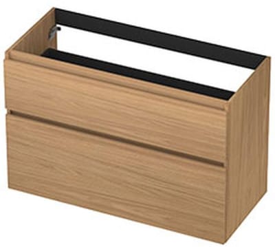 INK - Onderkast 2 Laden Greeploos met Houten Keerlijst A-symmetrisch - 1000x450x650 Mm - Blank Eiken
