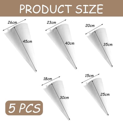 Dailygoods- Spuitzakken Herbruikbaar - 5-delige Set - 25/30/35/40/45cm - Hoogwaardige Katoen/Stof - Antislip - Gemakkelijk Schoon te Maken - Bakzakken