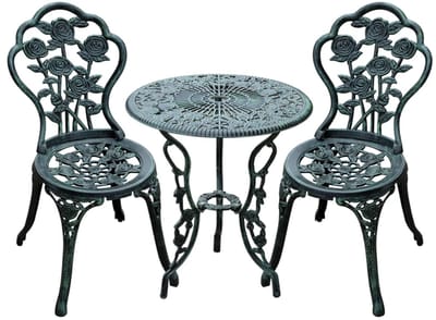 Tuinmeubilair voor 2 Personen - Tuinmeubel Bistroset - 3-delig - Tuinset - Tuinmeubelset met 2 Stoelen + Tafel - Balkonset - Zitgroep - Meubel - Loungeset - Meubelsets - voor Tuin, Balkon, Terras - Gegoten Aluminium - Antiek Groen