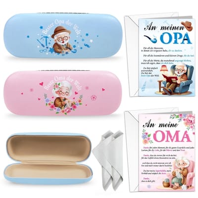 Dailygoods- Brillenkoker Cadeau voor Oma/Opa - Brillenkoker Hard Case - Brillenkoker Dames/Heren - Brillenkoker One Size - Inclusief Kaarten - Perfect voor Feestdagen - Brillenetui
