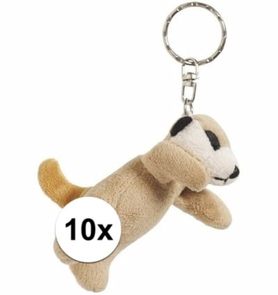 10x stuks Stokstaartjes knuffel sleutelhangers 6 cm - stokstaartjes artikelen