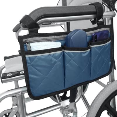 Allernieuwste.nl® Rolstoel Armsteun Opbergtas Blauw - Rolstoeltas met 4 Opbergvakken - 32.5 x 18 cm - Kleur BLAUW