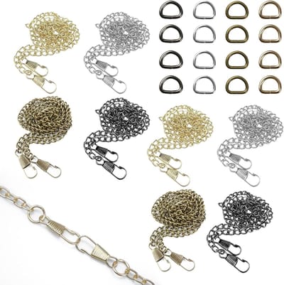 Metalen Tas Kettingen Set van 8 Stuks met 16 D-ringen, Vervangende Schouderbanden voor Handtassen, Crossbody en Portemonnees, Verkrijgbaar in 4 Kleuren