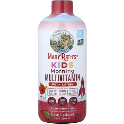 Enfants, Multivitamine Matinale Avec Lutéine, Explosion Pomme Baies, 15,22 fl oz (450ml)