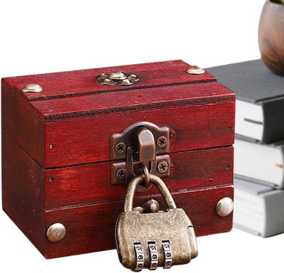 Houten Kist - Opbergdoos Sieraden - Decoratieve Opslag - Met Slot Beveiligd - 6x9x6.5 cm - Houtkleur