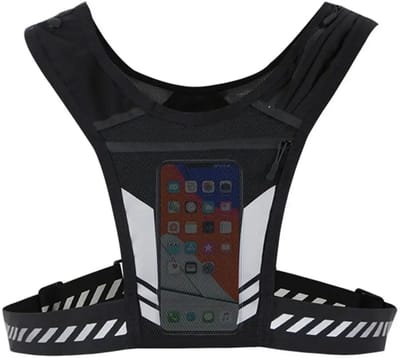 Reflecterend Hardloopvest met Bidonhouder en Telefoonhouder - Trail Rugzak - Running Vest - Zwart