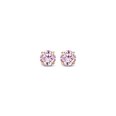 New Bling 9NBG-0569 Gouden Oorknopjes met Zirkonia 4mm - Roze - Rond - 14 Karaat - Goud
