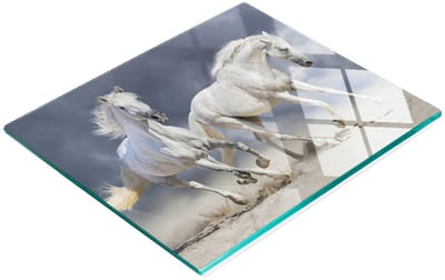 Multifunctionele decoratieve snijplank voor de keuken, geharde houten plank met strandpaardenmotief, 60x52 cm