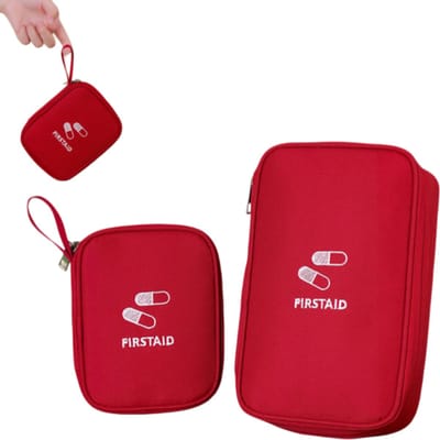 Reisapotheek - medicijnorganizer - waterdicht - draagbaar - kleine medicijntas - geschikt voor thuis en op reis - 2 stuks - rood