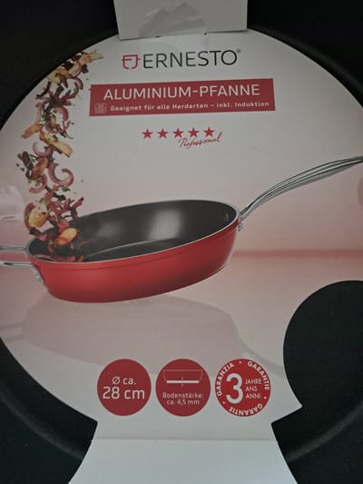 Ernesto Aluminium Pan - Rood - 28 cm - Hoge kras- en slijtvastheid - geschikt voor alle warmtebronnen - inductie - Gesmede kwaliteit - Ovenbestendig