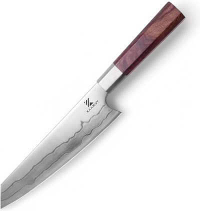 KAAMUT® Kiritsuke Chefmes 20,5 cm 7 Lagen Damaststaal – Vlijmscherp – Professioneel Koksmes – Handvat van Mkuruti