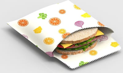 Bee's Wax - Bijenwas Snack en Boterhamzak Fruit & Vegetable - Biologisch Katoen - Wit