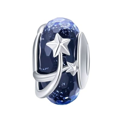 Ster hemel ronde glas bedel | bedels voor armband | glas bead | bedels beads cadeau | Zilverana | geschikt voor alle bekende merken | 925 zilver | moederdag