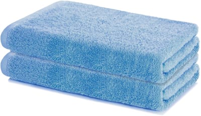 Lavea® Set van 2 Douchelaken 60x120 cm – Zachte en Absorberende Badhanddoeken – 100% Katoen – Oeko-TEX 100 – met Badstofstructuur – Wasbaar op 60°C – voor Badkamer, Fitness en Spa – Dolfijnblauw