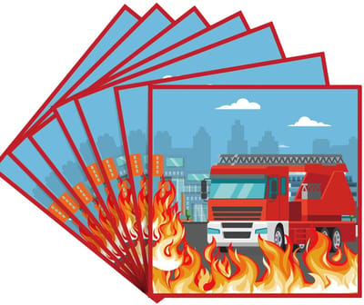 Dailygoods - POPOYU Brandweerwagen verjaardag servetten, 20 stuks brandweerman feest servetten tafeldecoratie, papieren servetten paper napkins, kinderverjaardag feest accessoires voor kinderverjaardag decoratie