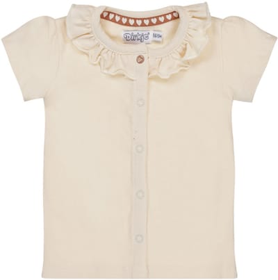 Dirkje T-Shirt Korte Mouw Ruffle Hals Offwhite 56