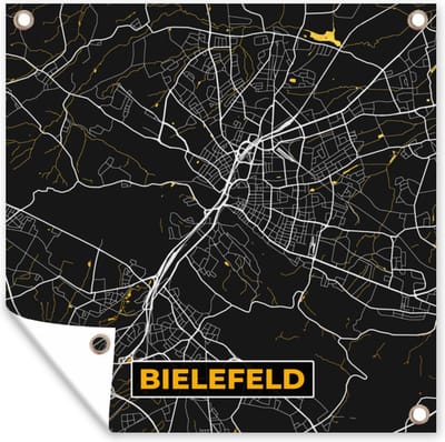 Tuin poster Bielefeld - Kaart - Plattegrond - Stadskaart - Goud - Duitsland - 200x200 cm - Tuindoek