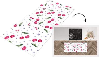 Keukenloper - Loper keuken - Kersen - Wit - Patronen - 120x50 cm - Keukenloper vinyl