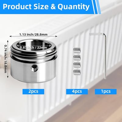 2x Universele Radiatoradapter M30 x 1,5 voor RA/RAV/RAVL Ventielen met Inbussleutel